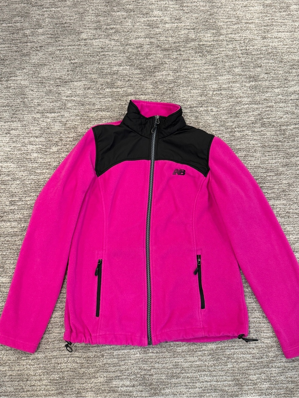 New Balance Women's Full Zip Fleece Jacket Hot Pink Black Colorblock Size M
